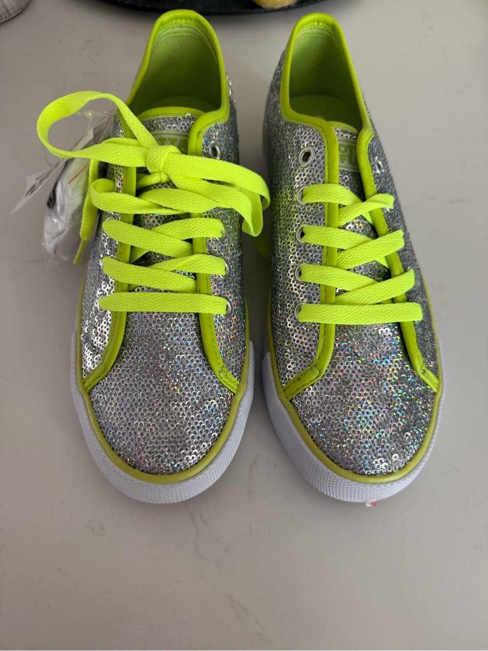 Sparkle Sneaker with Neon Lime Laces